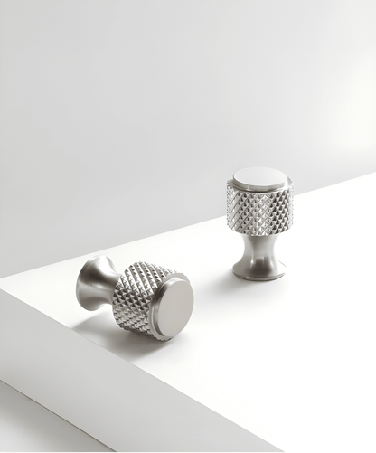 Siran Knob B-0164 solid brass drawer knob, brushed silver finish, 19mm, suitable for cabinets, dressers &amp; wardrobes by Mantara
