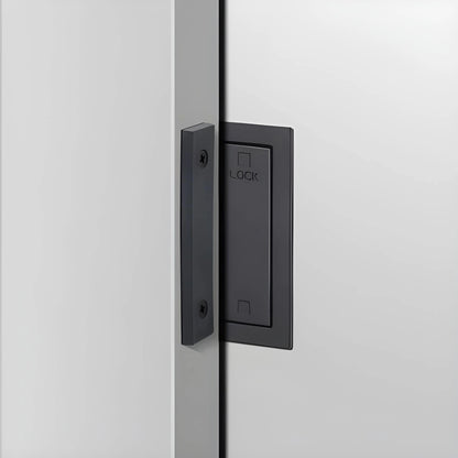 Mantara Pull Lock SKU MTS-001 is a modern zinc lock in brushed gunmetal grey and black finish for drawers.