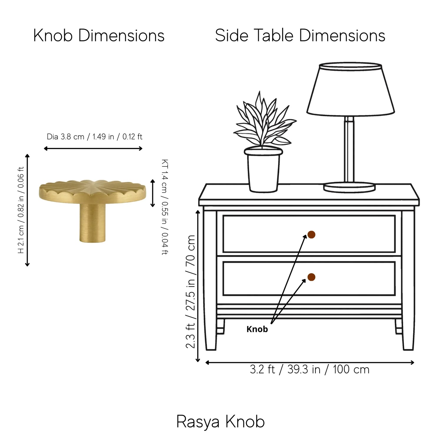 The Mantara B-0028 Rasya Knob is a modern gold brass knob with brushed finish, ideal for doors, drawers, cabinets, and wardrobes