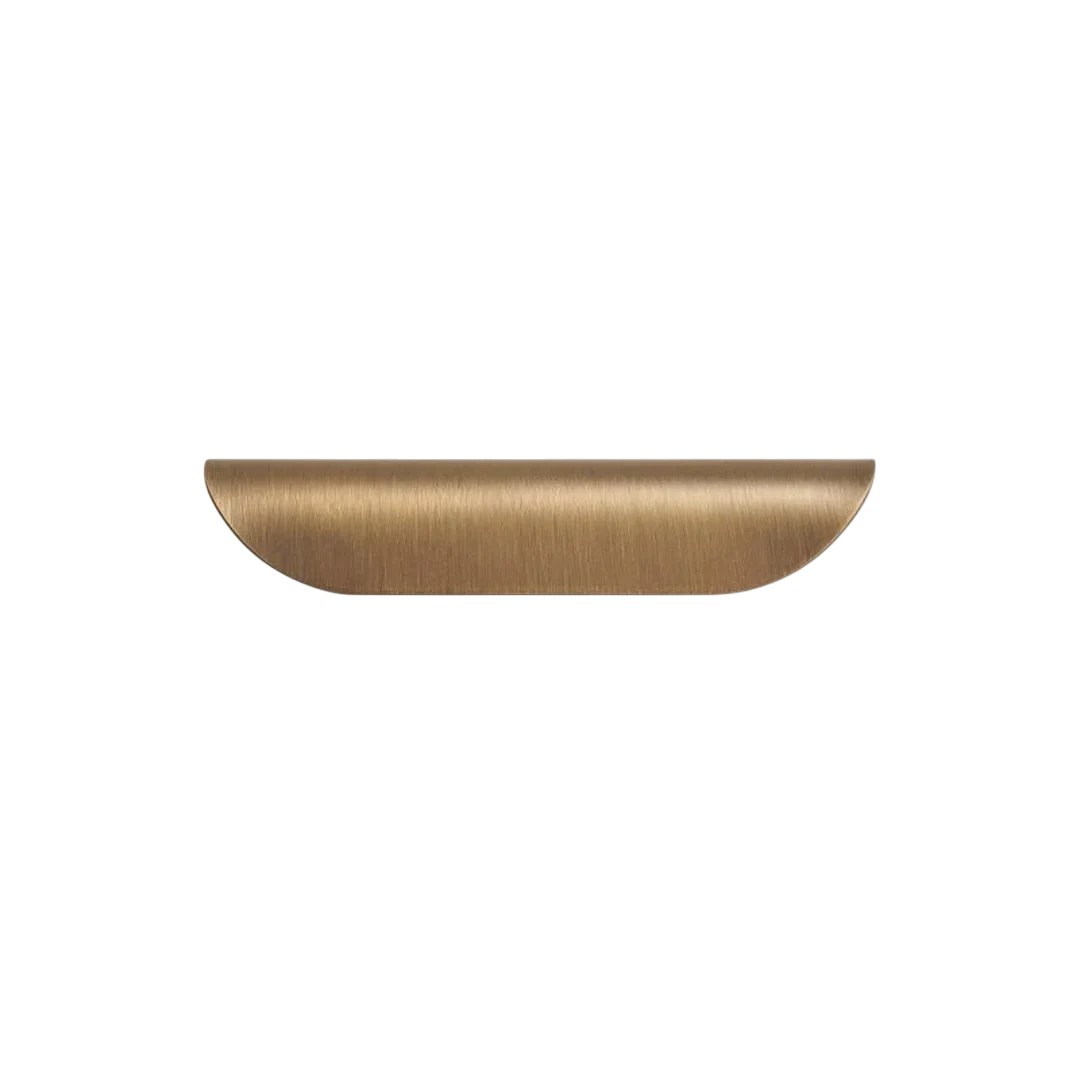 Mantara Veren Pull Handle SKU B-0161 is a modern brass handle in a brushed finish, ideal for kitchen drawers, dresser drawers, wardrobes, cabinets, and cupboards.