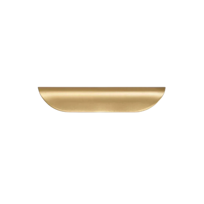 Mantara Veren Pull Handle SKU B-0161 is a modern brass handle in a brushed finish, ideal for kitchen drawers, dresser drawers, wardrobes, cabinets, and cupboards.
