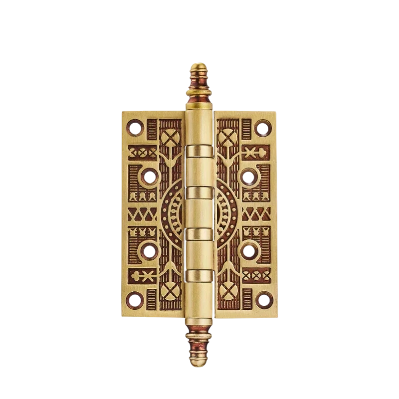 Thalor Hinge HNG-001 brass hinge for cabinets, brushed finish, 100mm, in coffee black &amp; red gold, suitable for drawers &amp; furniture by Mantara