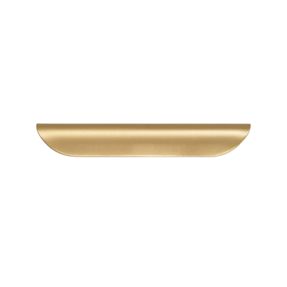 Mantara Veren Pull Handle SKU B-0161 is a modern brass handle in a brushed finish, ideal for kitchen drawers, dresser drawers, wardrobes, cabinets, and cupboards.