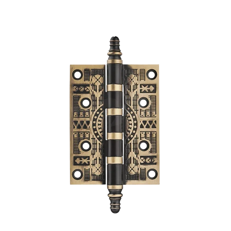 Thalor Hinge HNG-001 brass hinge for cabinets, brushed finish, 100mm, in coffee black &amp; red gold, suitable for drawers &amp; furniture by Mantara