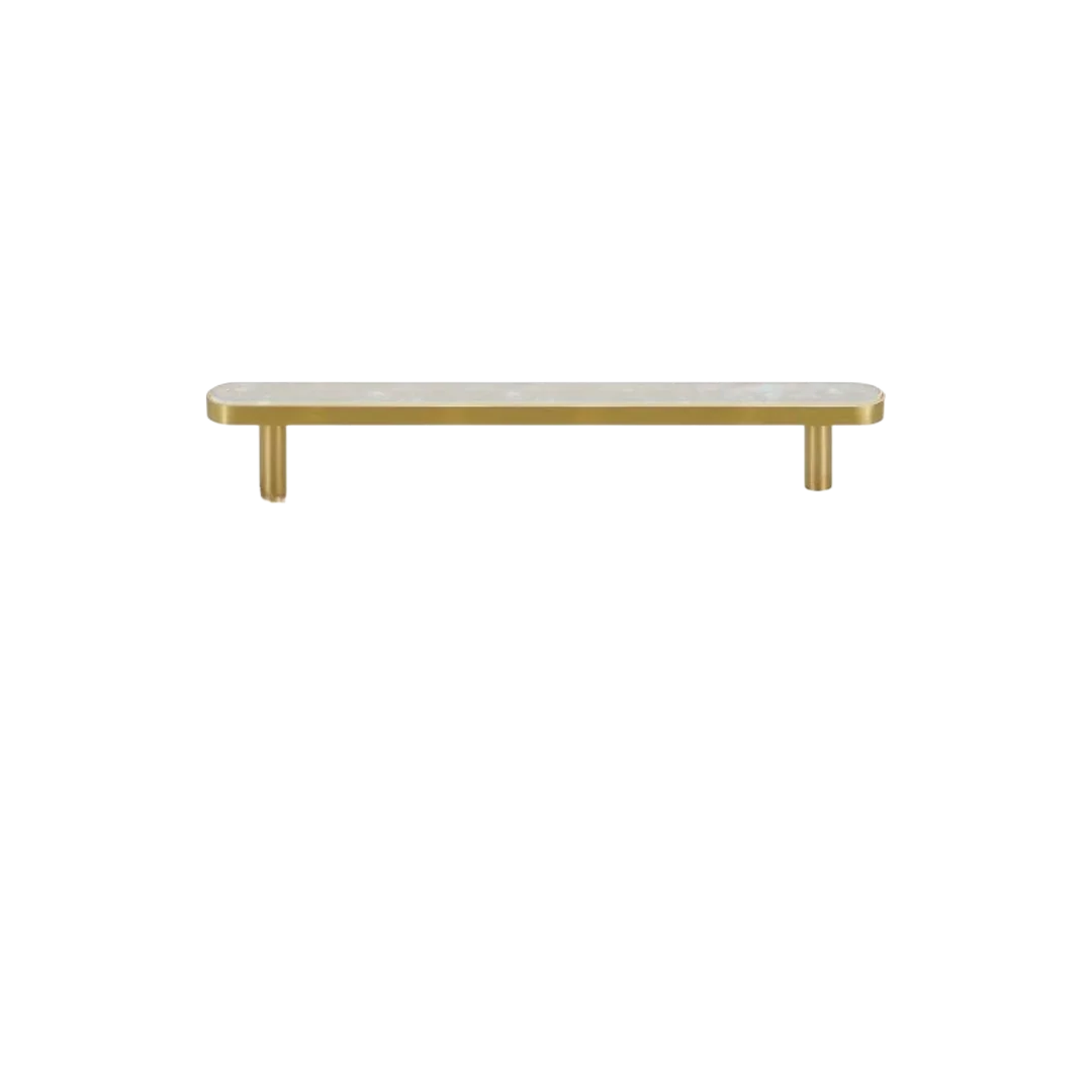 Regal pearl handle B-0005 decorative shell and brass knob with handle, white finish, sizes 27mm 32mm 37mm 130mm 162mm 254mm, for cabinets &amp; drawers by Mantara