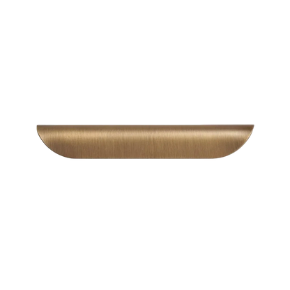 Mantara Veren Pull Handle SKU B-0161 is a modern brass handle in a brushed finish, ideal for kitchen drawers, dresser drawers, wardrobes, cabinets, and cupboards.