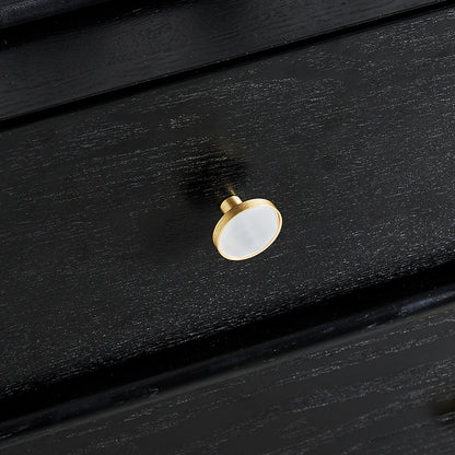 Regal Pearl knob B-0005, white shell brass, Dia37mm H25mm, polished finish, for furniture &amp; bathrooms by Mantara