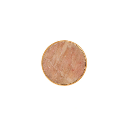 The Mantara M-0004 Carrara Knob is a modern stone and brass knob in  Red jade , ideal for drawers and cabinets.