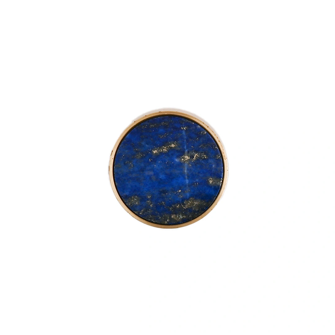 The Mantara M-0004 Carrara Knob is a modern stone and brass knob in  Blue , ideal for drawers and cabinets.