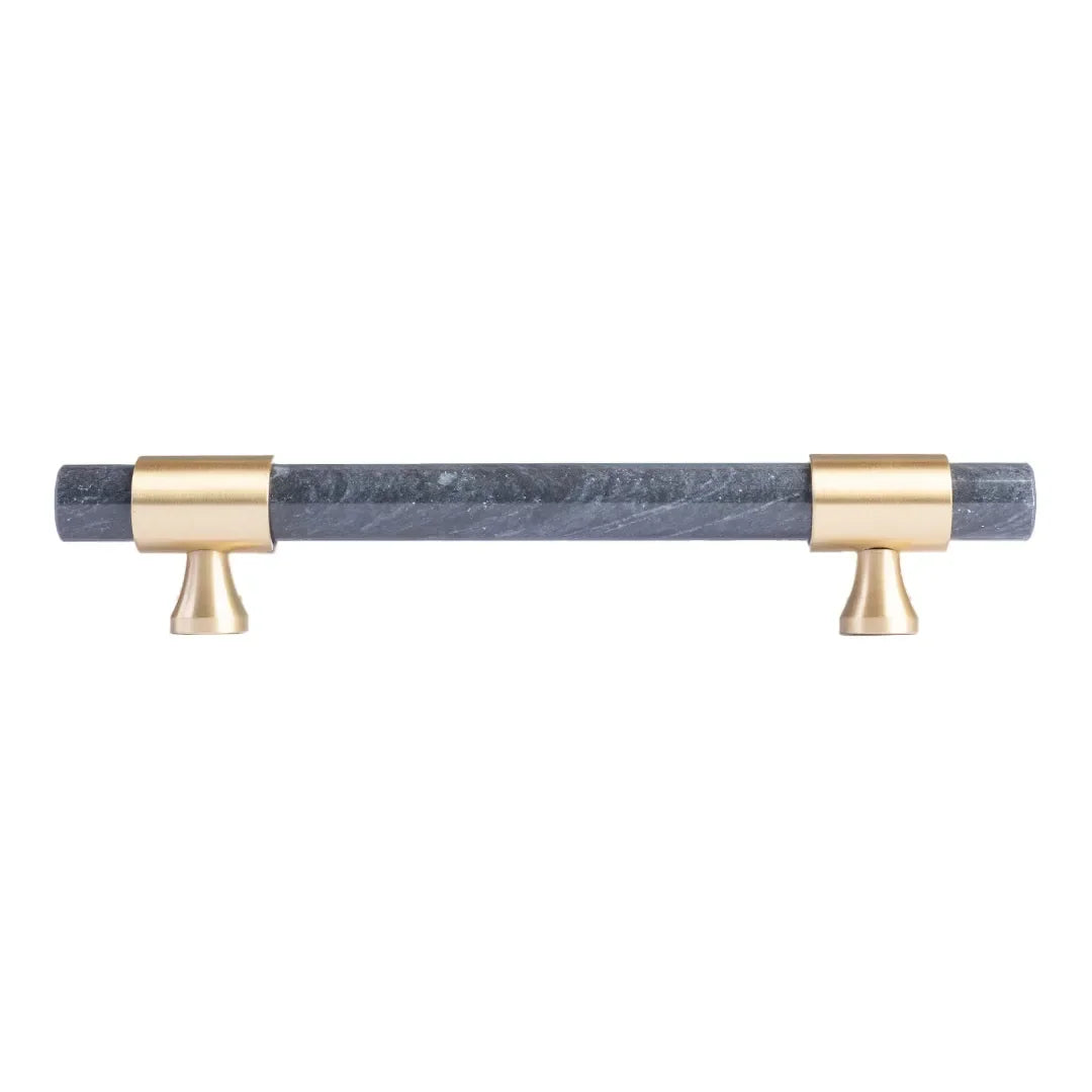 Marble and solid brass with green, black and white color for wardrobe, drawer handle by Mantara, model M-0009-H.