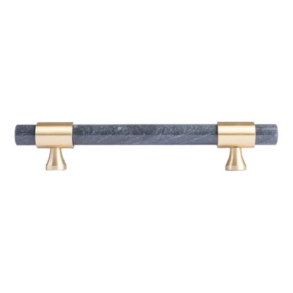 Marble and solid brass with green, black and white color for wardrobe, drawer handle by Mantara, model M-0009-H.