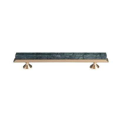 Acropolis solid brass &amp; marble cabinet handle, white|green|grey finish, by Mantara, model M-0010-H.