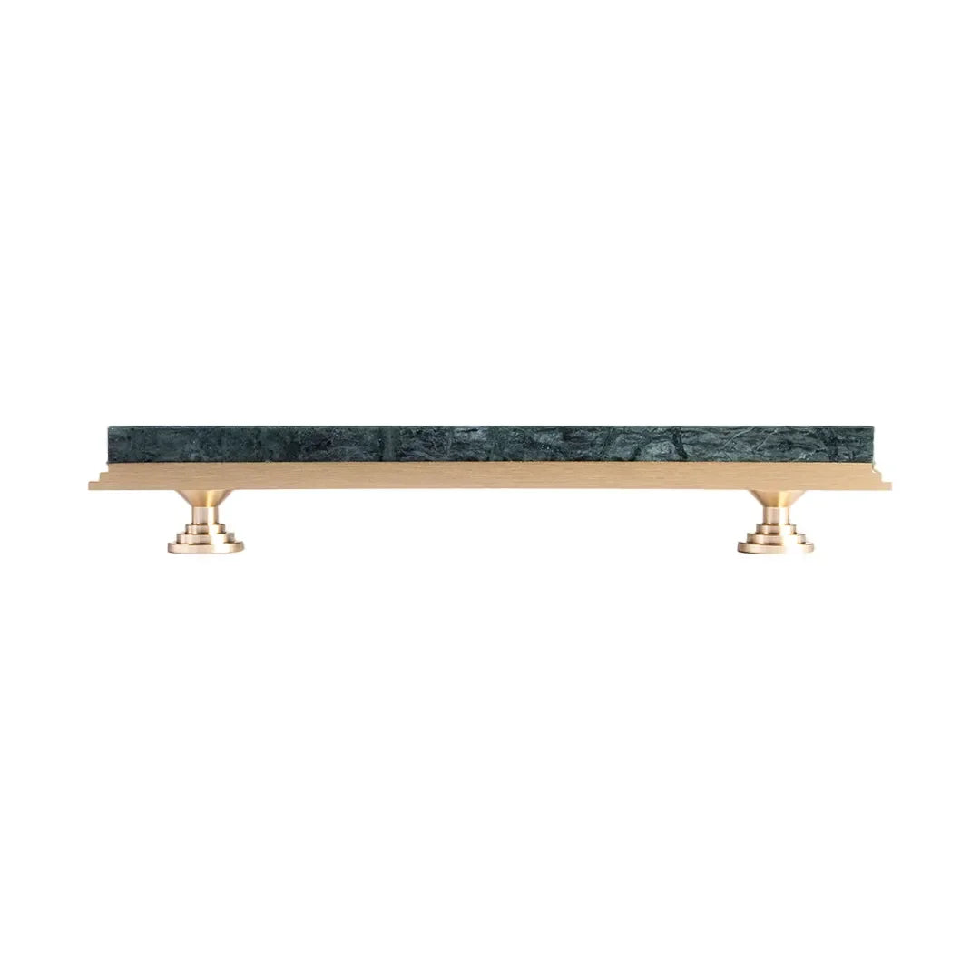 Acropolis solid brass &amp; marble cabinet handle, white|green|grey finish, by Mantara, model M-0010-H.