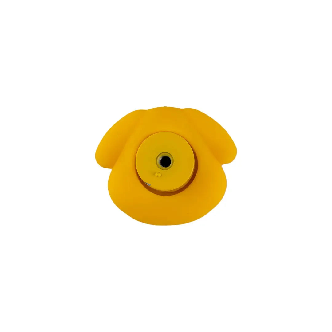 A bright yellow Knob  cover with a circular center hole, shown against a plain white background.