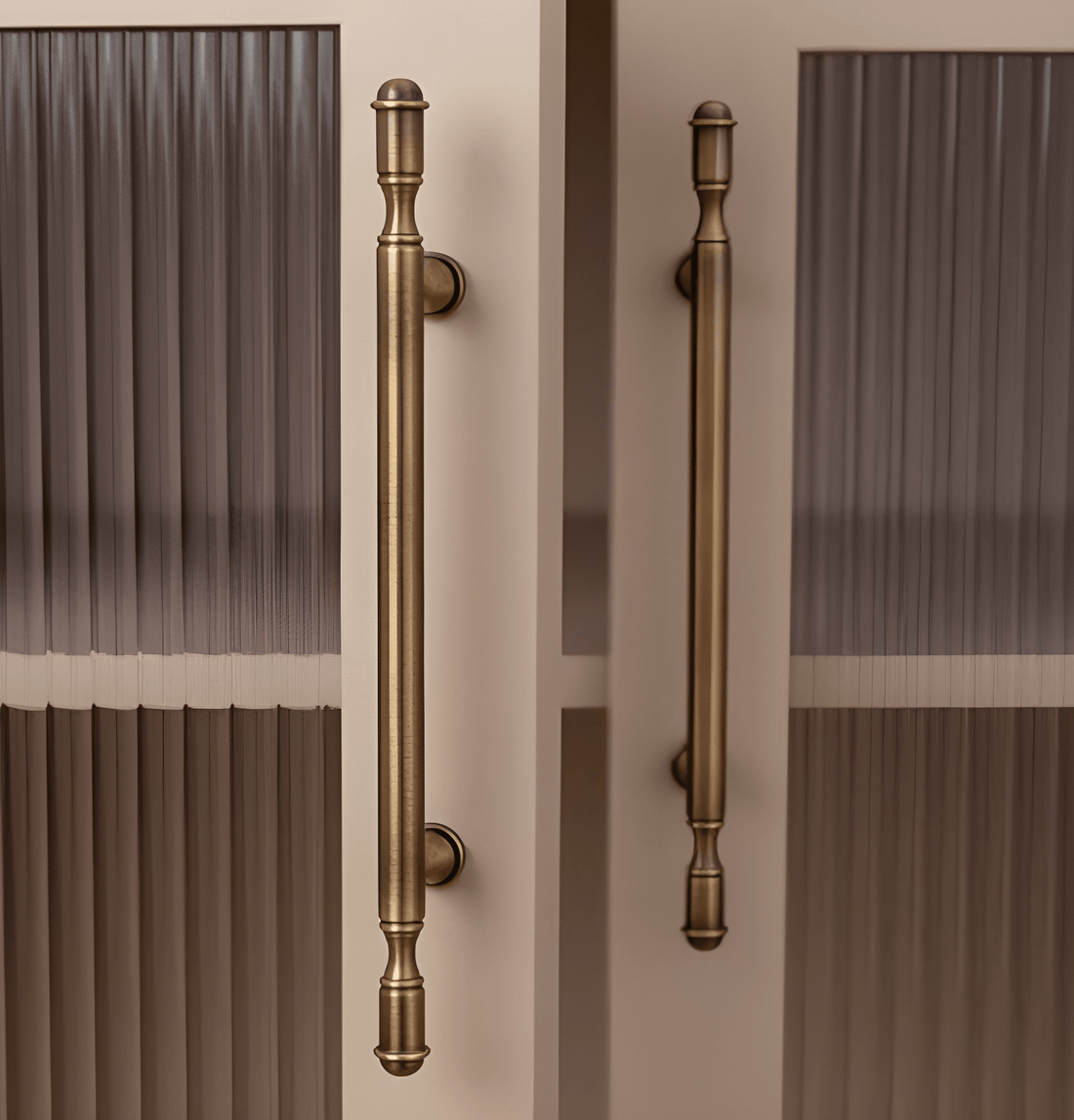 B-0150 brass cabinet fittings, knob and handle combo, bronze brushed finish, sizes 29mm 67mm 181mm 216mm 282mm, for drawers by Mantara