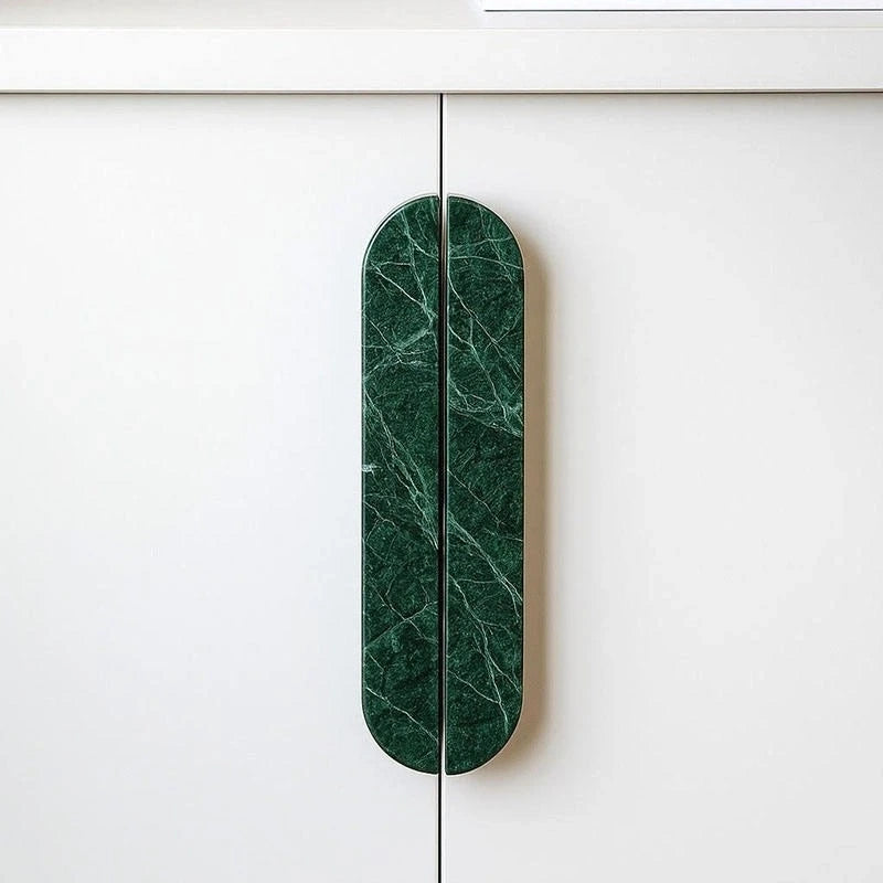 M-0019 marble cabinet pull handle, polished finish, sizes 160mm 320mm, for kitchen drawers &amp; wardrobes, white green red variants by Mantara