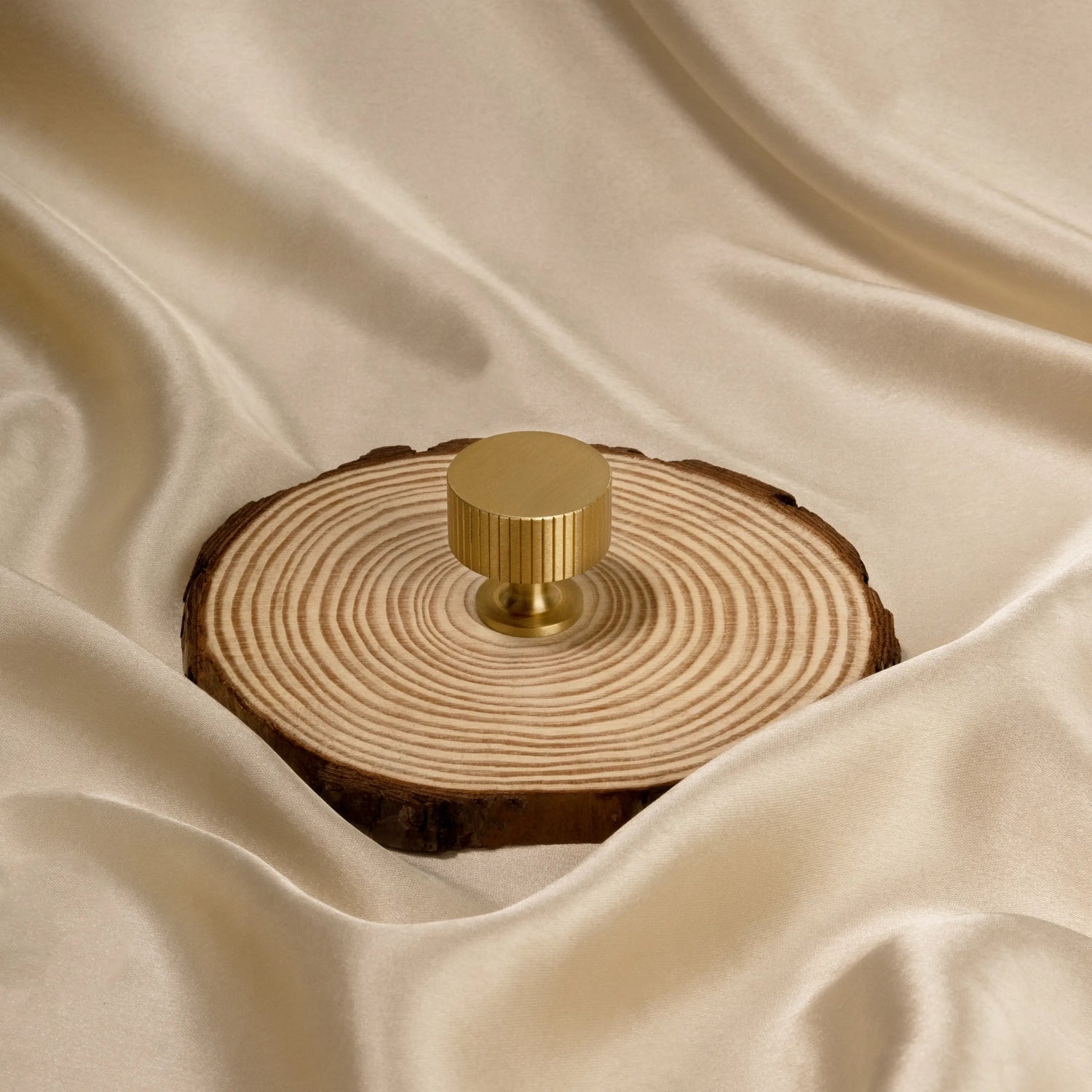 Solid brass cabinet knob in polished gold by Mantara, model B-0051.