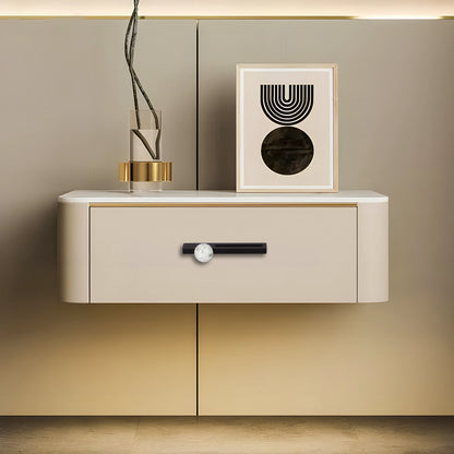 Calyx Handle M-0017 in white marble, brushed finish, 106mm &amp; 146mm sizes, for drawers by Mantara.