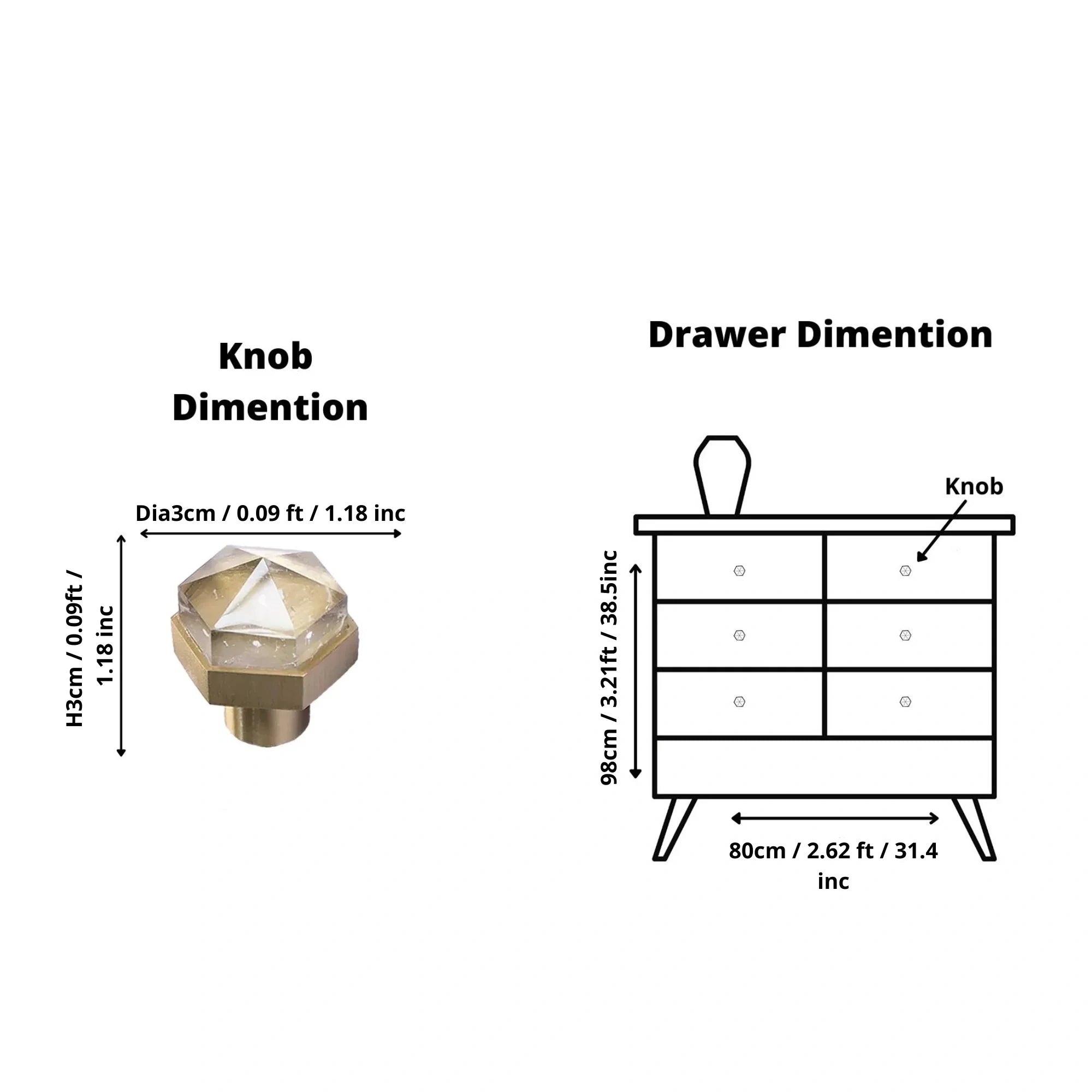 The Mantara C-0005 is a modern crystal + brass knob in white, ideal for cabinets and wardrobes.