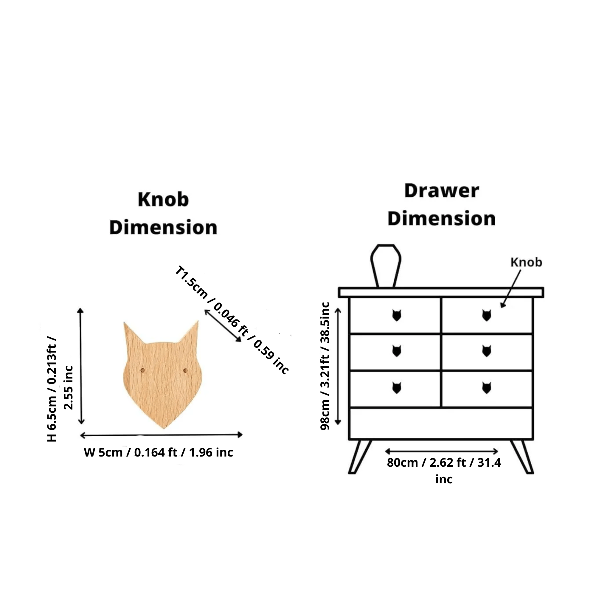Fox wooden knob/Hook