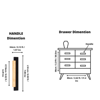 Mantara Oakley Handle W-0033 is a modern zinc alloy and beech wood handle in  black, ideal for kitchen and dresser drawers.