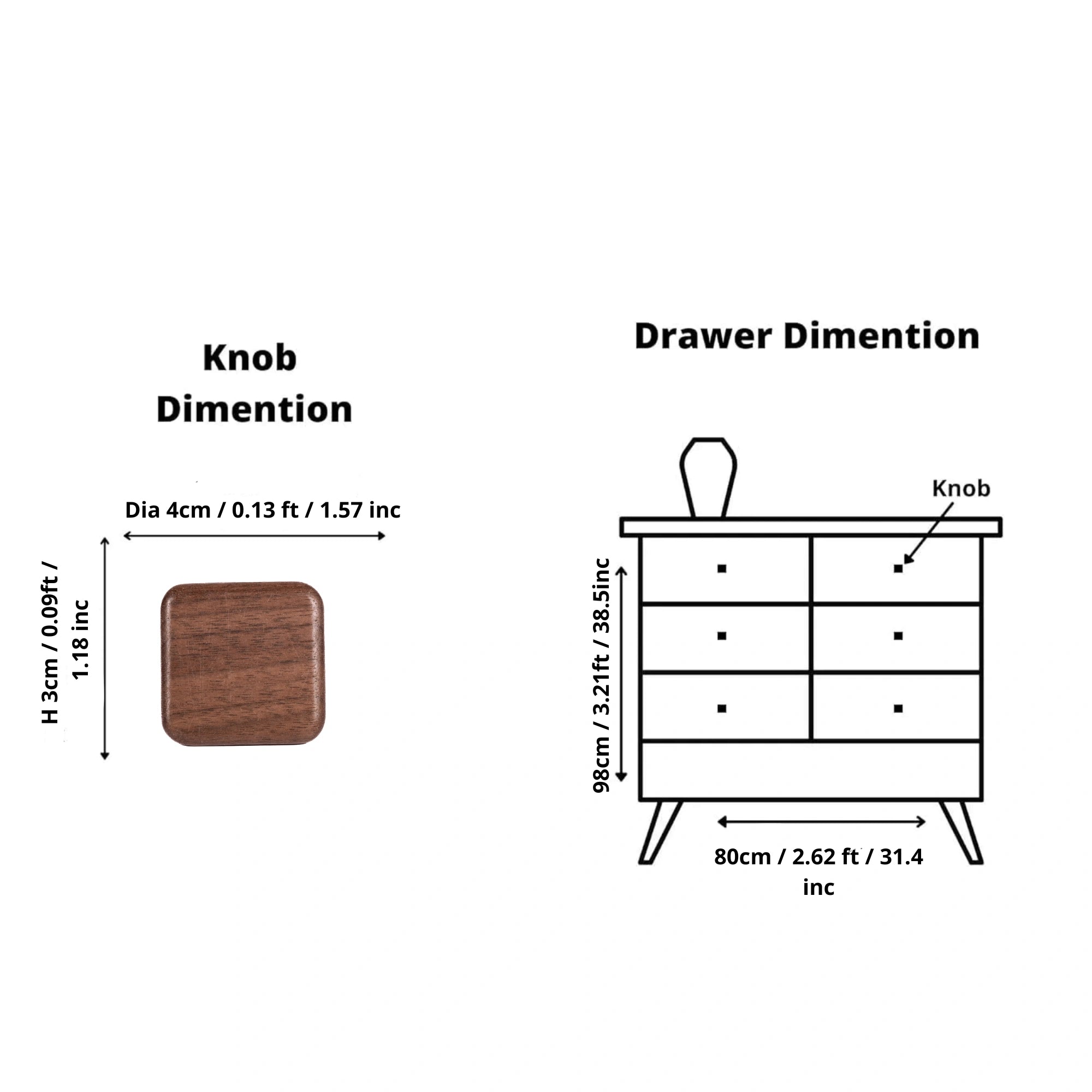 Mantara Sylvan Knob W-0045 is a modern walnut wood knob, ideal for kitchen drawers, dresser drawers.