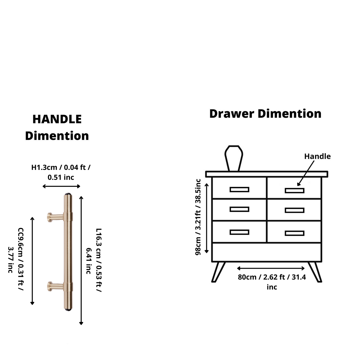 The Zania Handle by Mantara B-0111 is a modern brushed brass handle in gold, ideal for kitchens, dressers, and cabinets.