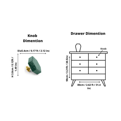 The Mantara M-0002 Tetris Knob is a modern marble and brass knob in green, perfect for doors, drawers, and cabinets.
