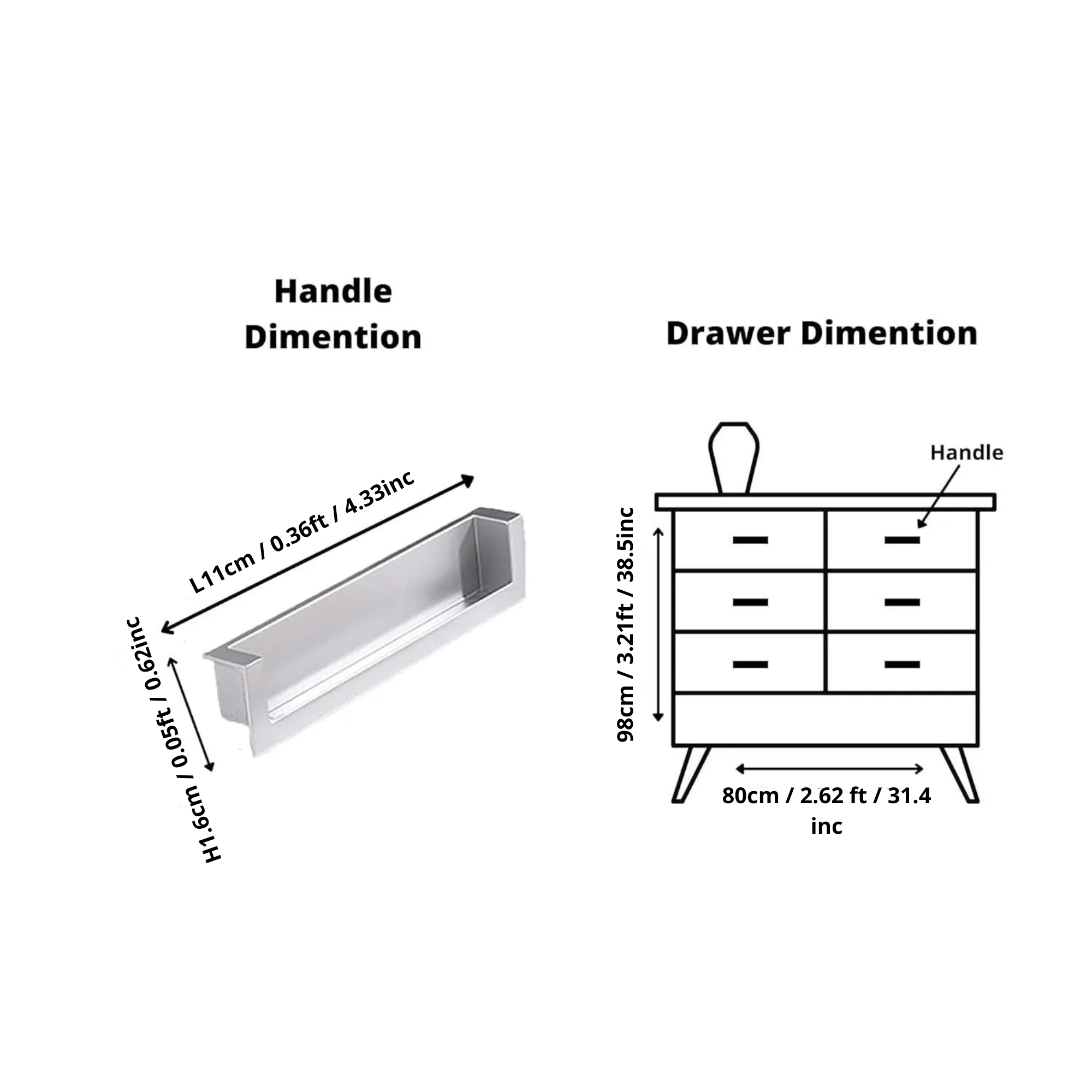 Concealed Rectangular Handle