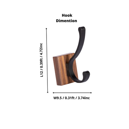 Mantara Thorne Hook W-0032 is a modern space aluminum and walnut hook in black and  ideal for kitchen and dresser drawers.