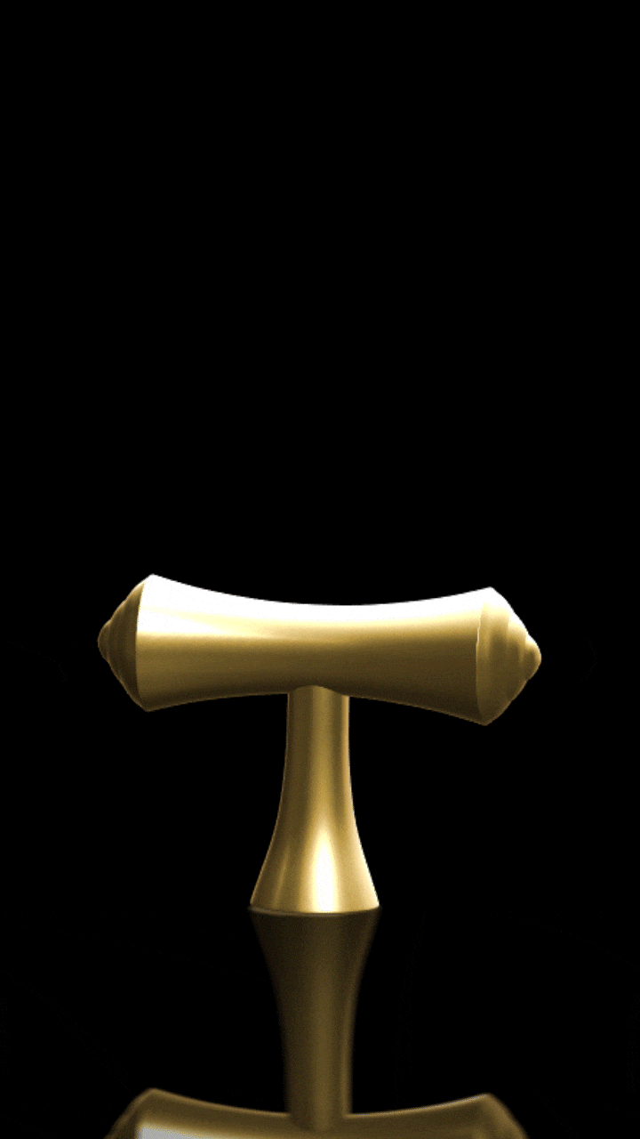 Solid brass T-bar handle in brushed gold by Mantara, model B-0068.