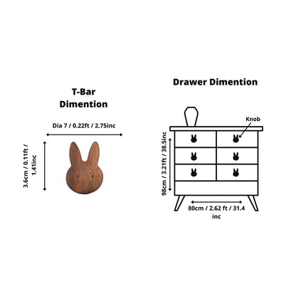 Mantara Rabbit Knob W-0024 is a modern walnut  wooden knob/hook, ideal for kids’ rooms, drawers, and cabinets.