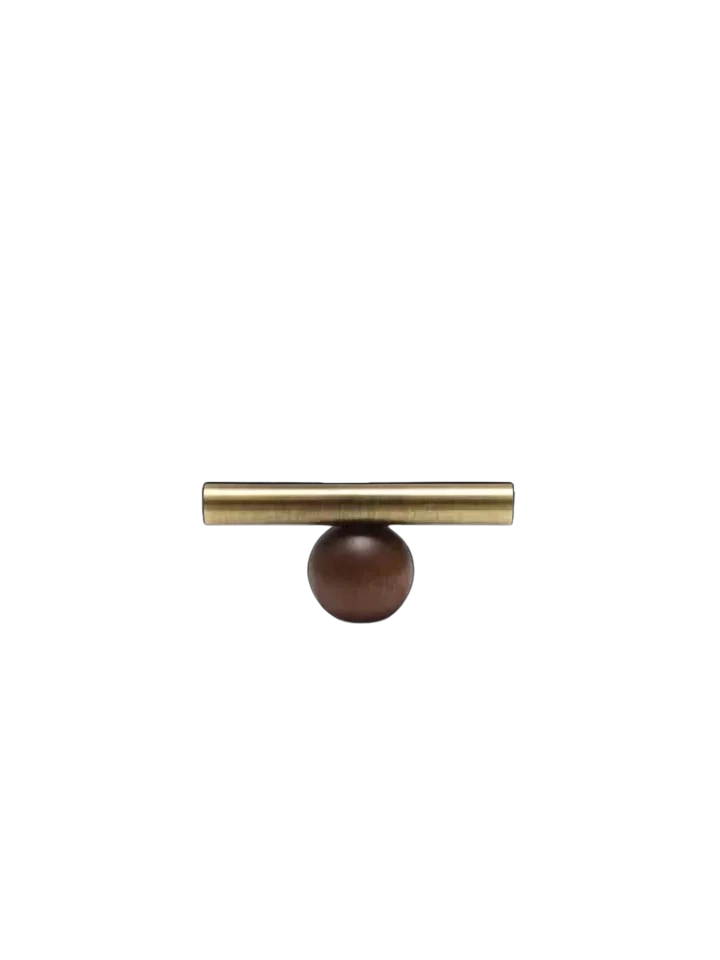 Rovena Handle W-0042 wooden brass drawer handle, brown brushed finish, multiple sizes 56mm to 334mm, ideal for cabinets &amp; wardrobe shutters by Mantara