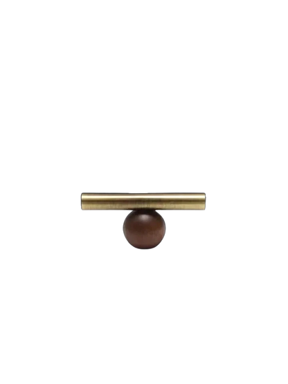 Rovena Handle W-0042 wooden brass drawer handle, brown brushed finish, multiple sizes 56mm to 334mm, ideal for cabinets &amp; wardrobe shutters by Mantara