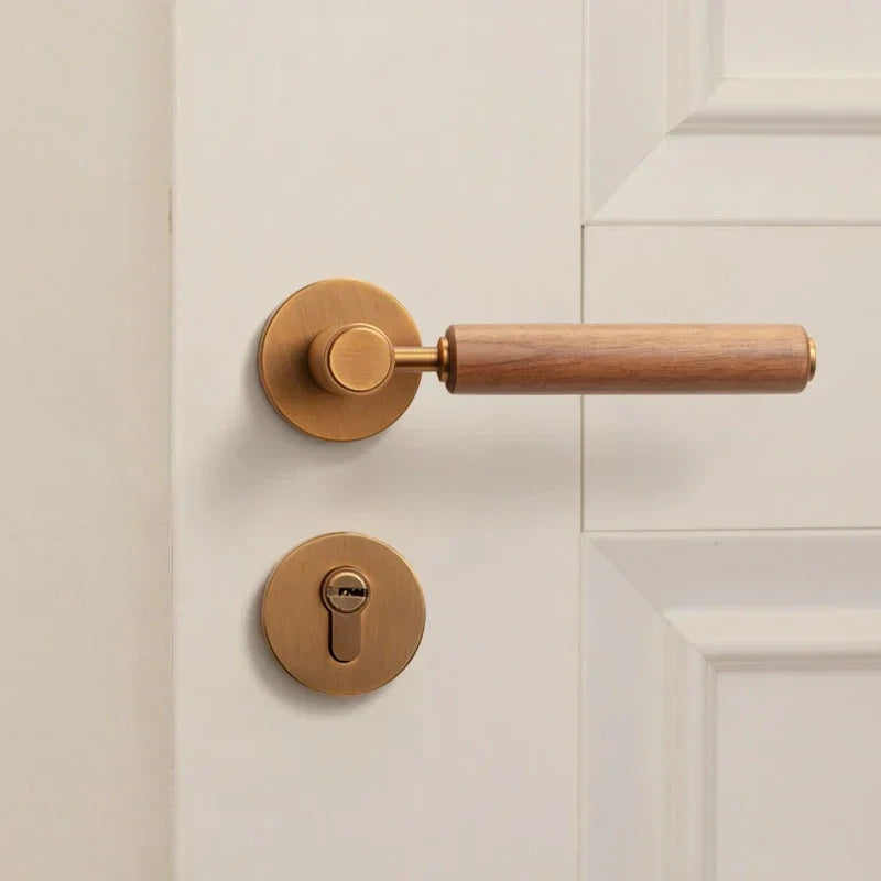 Mantara Pull Drawer Lock  MTS-002 is a modern brass lock in brushed copper finish, ideal for kitchen and dresser drawers.