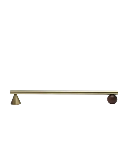 Rovena Handle W-0042 wooden brass drawer handle, brown brushed finish, multiple sizes 56mm to 334mm, ideal for cabinets &amp; wardrobe shutters by Mantara