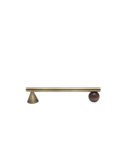 Rovena Handle W-0042 wooden brass drawer handle, brown brushed finish, multiple sizes 56mm to 334mm, ideal for cabinets &amp; wardrobe shutters by Mantara