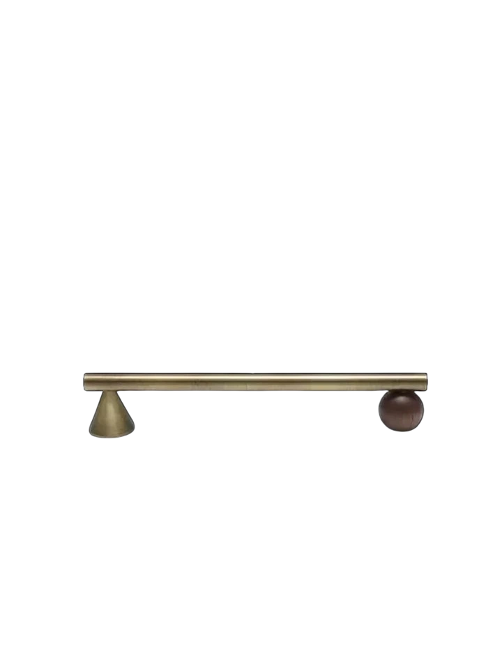 Rovena Handle W-0042 wooden brass drawer handle, brown brushed finish, multiple sizes 56mm to 334mm, ideal for cabinets &amp; wardrobe shutters by Mantara