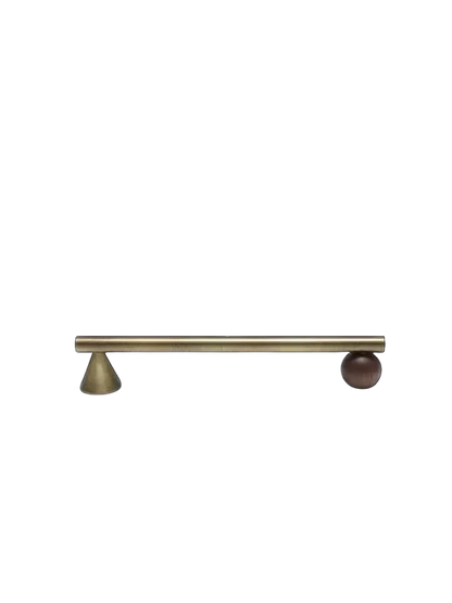 Rovena Handle W-0042 wooden brass drawer handle, brown brushed finish, multiple sizes 56mm to 334mm, ideal for cabinets &amp; wardrobe shutters by Mantara