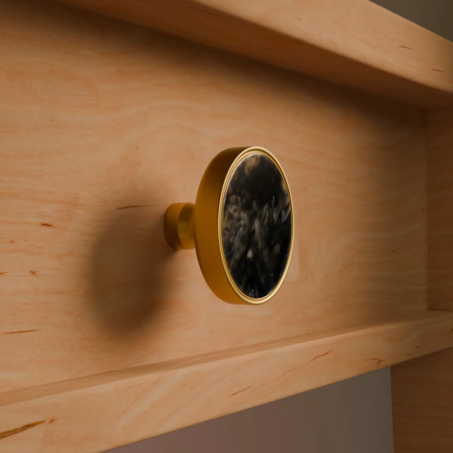Galaxy round cabinet knob A-0005, clouds mist acrylic &amp; brushed brass, dia40mm, for drawers &amp; wardrobes by Mantara