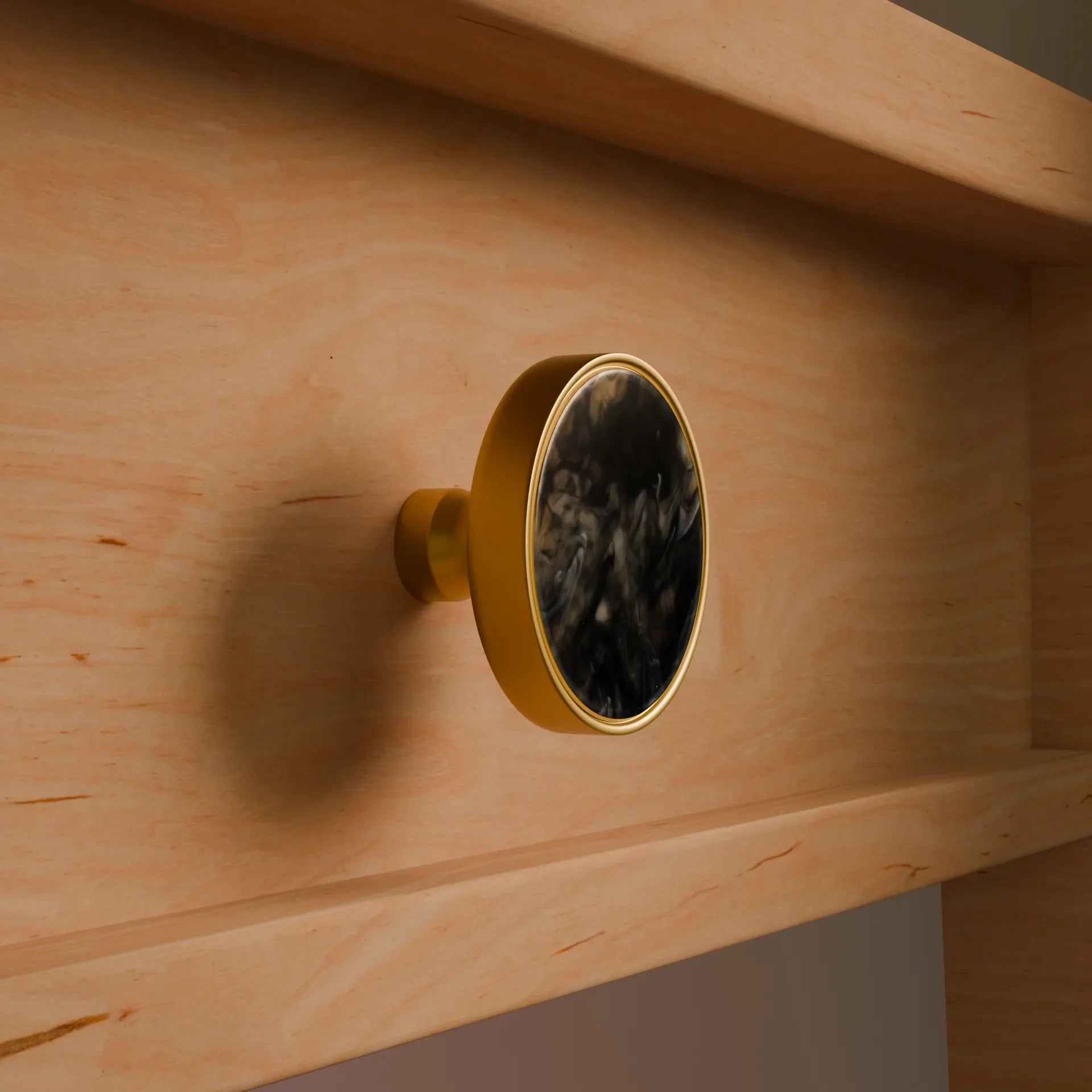 Galaxy round cabinet knob A-0005, clouds mist acrylic &amp; brushed brass, dia40mm, for drawers &amp; wardrobes by Mantara