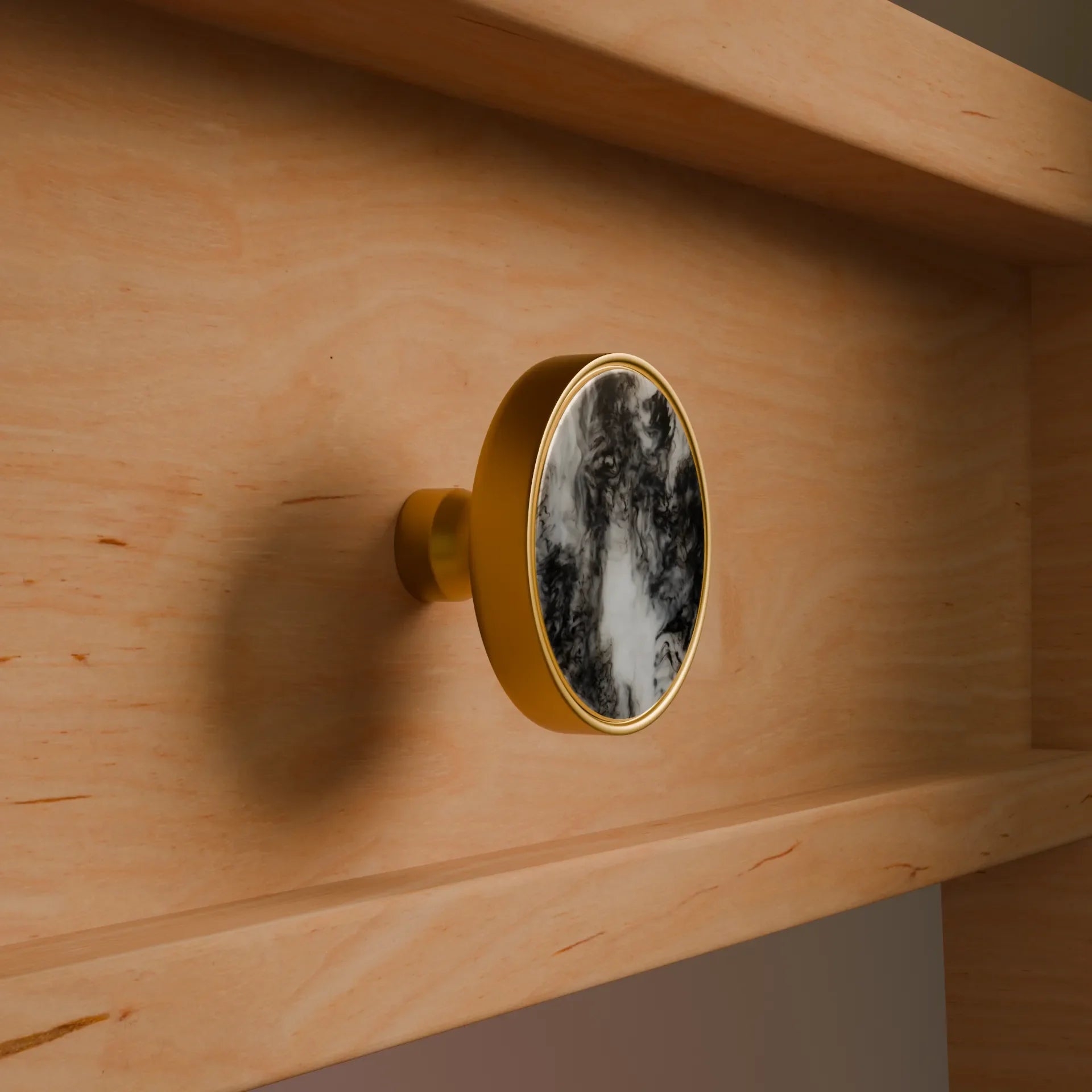 Galaxy round cabinet knob A-0005,  mist acrylic &amp; brushed brass, dia40mm, for drawers &amp; wardrobes by Mantara