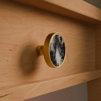 Galaxy round cabinet knob A-0005,  mist acrylic &amp; brushed brass, dia40mm, for drawers &amp; wardrobes by Mantara