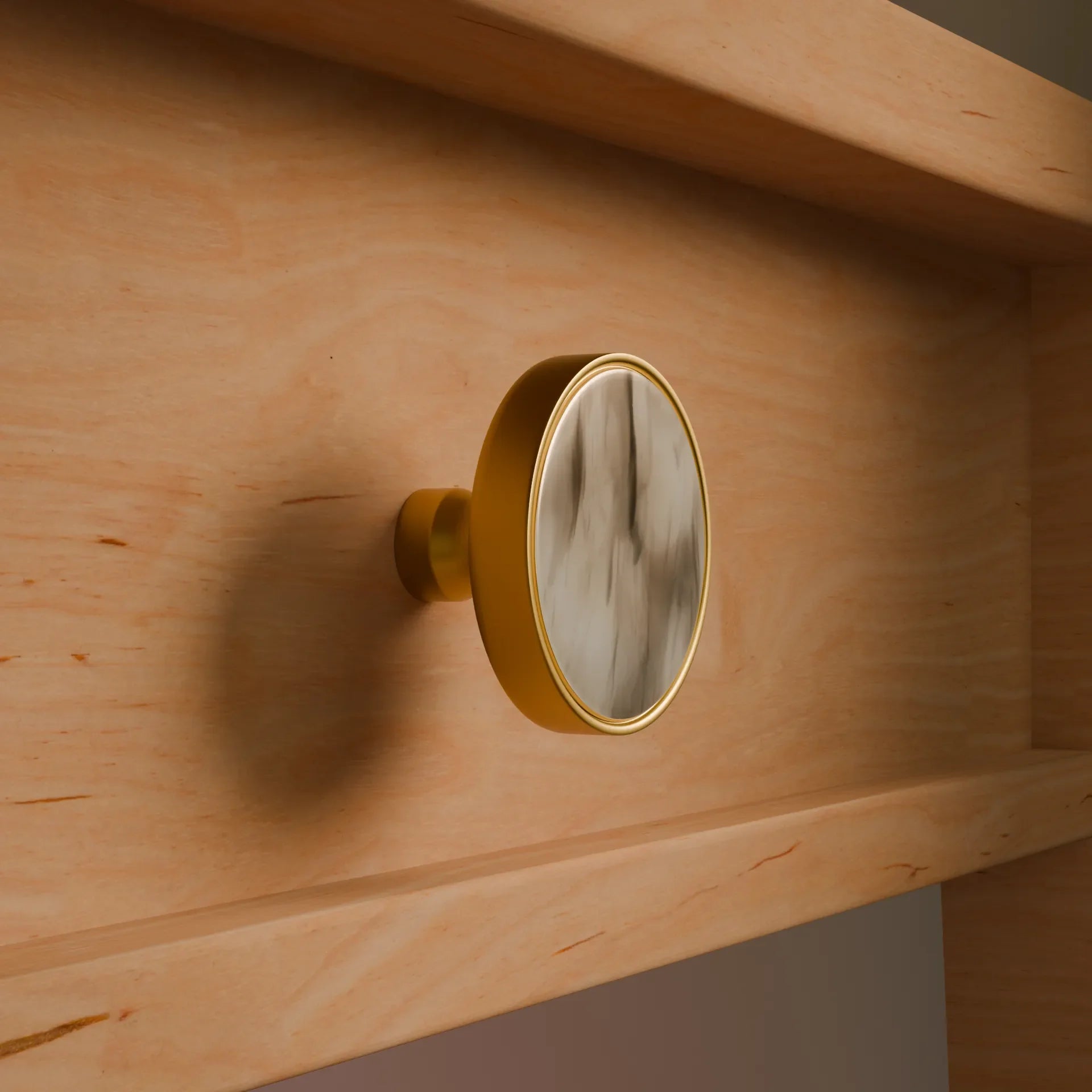Galaxy round cabinet knob A-0005, water mist acrylic &amp; brushed brass, dia40mm, for drawers &amp; wardrobes by Mantara