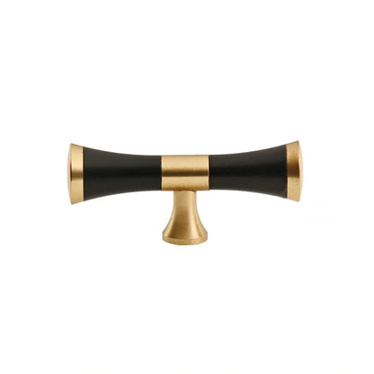 Mantara Titus Handle  W-0019 is a modern brass and wood handle in black  brushed finish, ideal for kitchen drawers and dresser drawers.