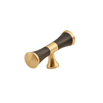 Mantara Titus Handle  W-0019 is a modern brass and wood handle in black  brushed finish, ideal for kitchen drawers and dresser drawers.