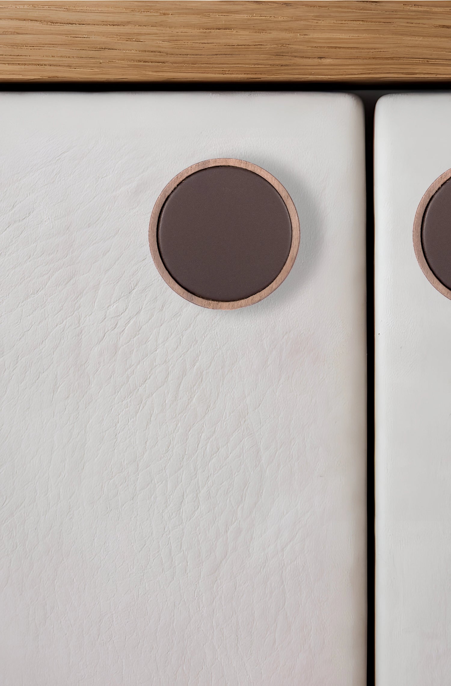 Mantara Birchwood Knob W-0040 is a modern wood knob in  walnut, ideal for kitchen or dresser drawers.