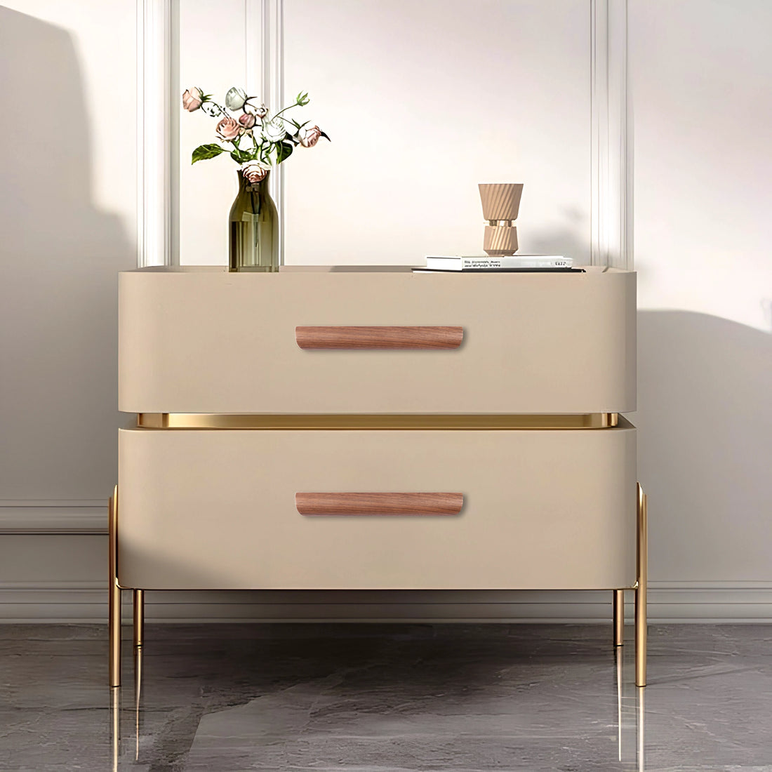 Mantara Salvan Handle W-0047 is a modern walnut wood handle, ideal for kitchen drawers, dresser drawers.