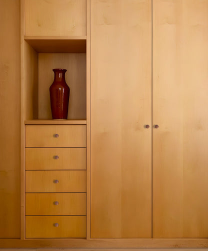 Mantara Tectona Knob W-0054 is a modern walnut wood knob with brushed finish, ideal for kitchen drawers, dresser drawers.
