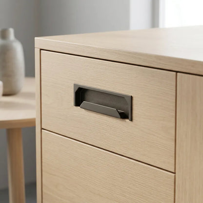 Mantara Concealed Furrow Handle Z-0014 is a modern zinc alloy handle in matte grey finish, ideal for sliding doors, drawers, and cupboards.